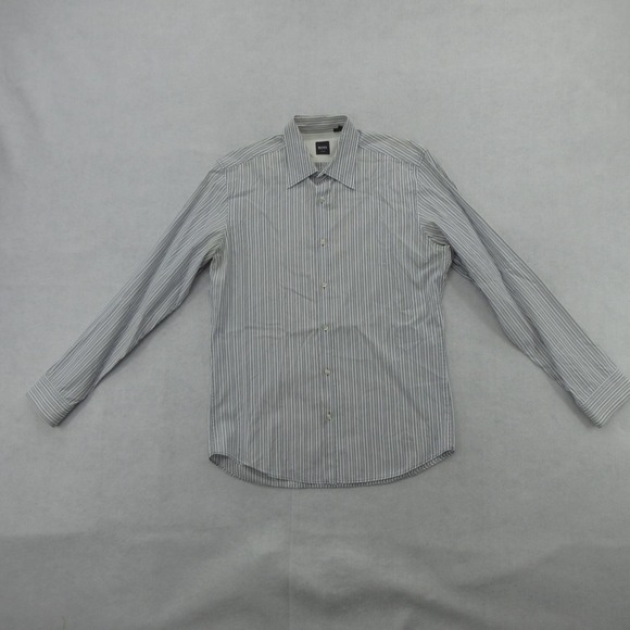Hugo Boss Other - Hugo Boss Shirt Mens Large Blue Stripe Slim Fit Long Sleeve Dress Button Front